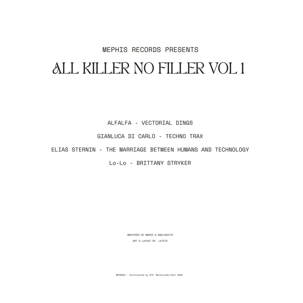 ( MPHS 001 ) VARIOUS ARTIST - All Killer No Filler Vol.1 (12") Mephis Records / MONTEVIDEO - KOLN